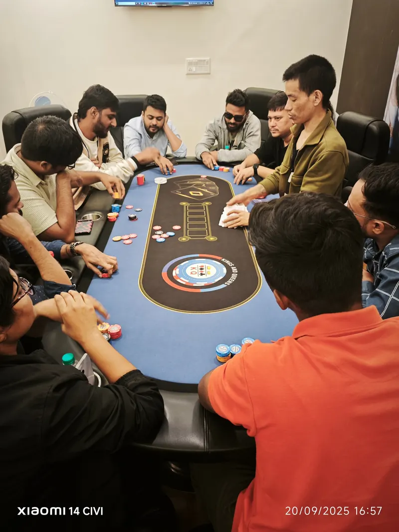 Live poker cash game table at Kings & Queens Poker Room in Koramangala, Bangalore